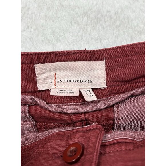Anthropologie Pants Women Size 6 Maroon Red Ankle Side Striped - Picture 4 of 15